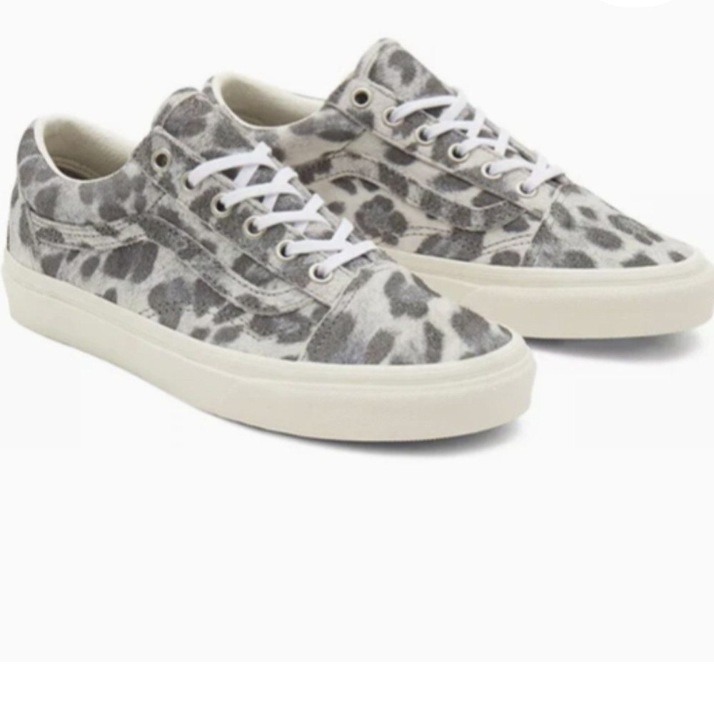 Vans Old school Lace Up Leopard Animal Print Shoes Sneakers Grey Tan Size 6